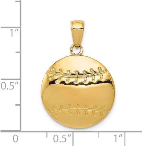 Solid 14K Yellow Gold Diamond-cut Baseball Charm (0.71 x 0.83 Inches) in Saudi Arabia