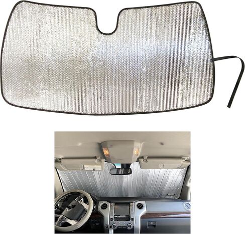 YelloPro Custom Fit Windshield Sunshade for Toyota Tundra -2007 2008 2009 2010 2011 2012 2013 2014 2015 2016 2017 2018 2019 2020 2021 - Limited SR5 Platinum TRD Pro Pickup, Sun Shade, Made in USA in Saudi Arabia