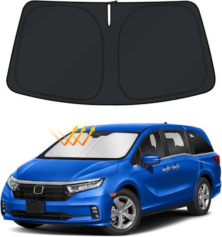 مظلة شمسية للزجاج الأمامي لسيارة Honda Odyssey LX EX EX-L Touring Elite Minivan 2018-2024، مظلة أمامية قابلة للطي وواقي من الشمس وغطاء حماية ملحقات كابينة السيارة in Kuwait