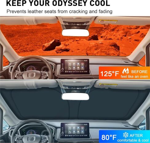 مظلة شمسية للزجاج الأمامي لسيارة Honda Odyssey LX EX EX-L Touring Elite Minivan 2018-2024، مظلة أمامية قابلة للطي وواقي من الشمس وغطاء حماية ملحقات كابينة السيارة in Kuwait