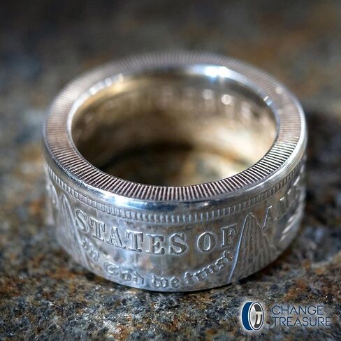 Silver Mens Rings - Handcrafted 1921 Morgan Silver Dollar Rings Made In USA | Men's Rings Silver Crafted from Authentic Silver Coins | Real Silver Rings for Men | Change To Treasure (Polished, 9.5) in Saudi Arabia