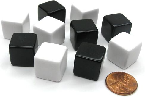 Koplow Games Set of 10 D6 16mm Blank Opaque Inverse Dice - 5 Black and 5 White in Saudi Arabia
