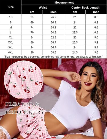 Avidlove التنانير النسائية القصيرة التنانير الصغيرة عالية الخصر منقوشة مطوي تنورة الكرز طباعة L in Saudi Arabia