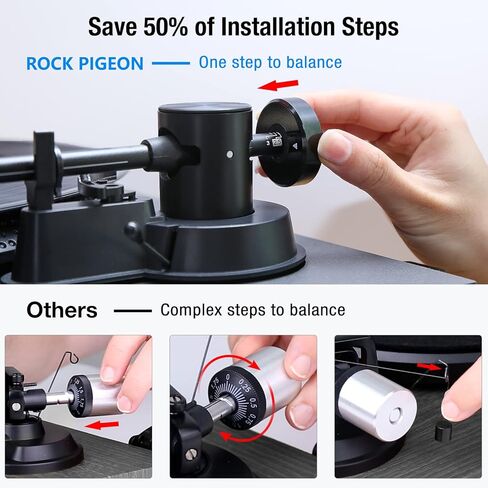 1 by ONE Rock Pigeon Record Player with Speakers, 2-Speed Belt-Drive Turntable for Vinyle Records, Built-in Phono Preamp, Moving Magnetic Cartridge AT-3600L, RCA Out in Kuwait