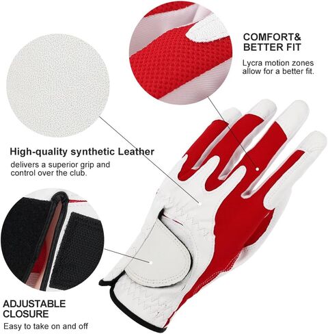 Golf Gloves Men Right Handed Golfer Universal Fit Synthetic Leather Lycra Fiber High Flexibility in Saudi Arabia