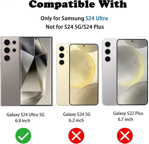 [عبوتان + 2] واقي شاشة متوافق مع Samsung Galaxy S24 Ultra 5G بصلابة 9H من الزجاج المقوى واقي عدسة الكاميرا تغطية كاملة لهاتف Samsung Galaxy S24 Ultra 5G واقي شاشة زجاجي مناسب in Kuwait