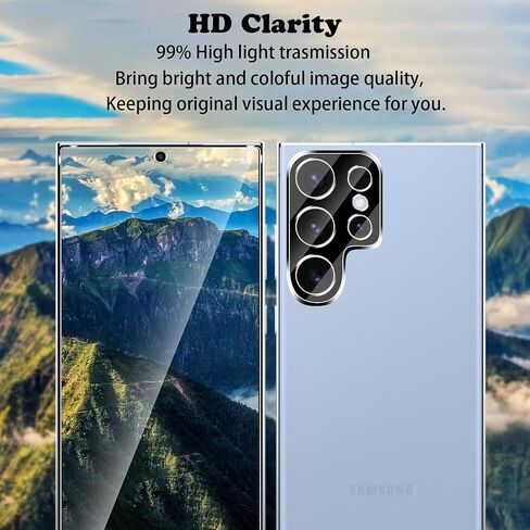 [عبوتان + 2] واقي شاشة متوافق مع Samsung Galaxy S24 Ultra 5G بصلابة 9H من الزجاج المقوى واقي عدسة الكاميرا تغطية كاملة لهاتف Samsung Galaxy S24 Ultra 5G واقي شاشة زجاجي مناسب in Kuwait