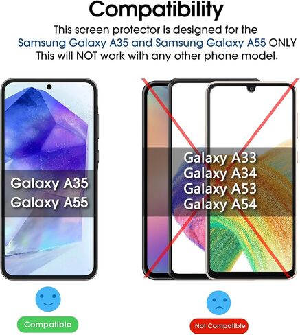 amFilm 3 Pack Screen Protector for Samsung Galaxy A35/A55 5G 2024,9H Hardness Tempered Glass,Anti Scratch,Bubble Free,Easy Installation in Saudi Arabia