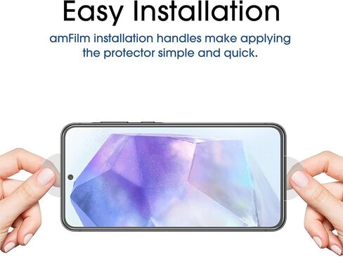 amFilm 3 Pack Screen Protector for Samsung Galaxy A35/A55 5G 2024,9H Hardness Tempered Glass,Anti Scratch,Bubble Free,Easy Installation in Saudi Arabia