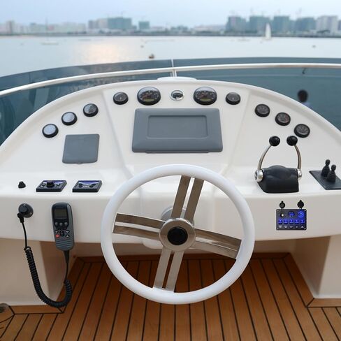 Upgrade 5 Gang Multi-Function Marine Boat Rocker Dual QC3.0 USB Charger Ports + Digital Volmeter +12V Outlet Pre-Wired Waterproof Switch Panel with Circuit Breakers for RV Car Boat Truck (Blue) in Saudi Arabia