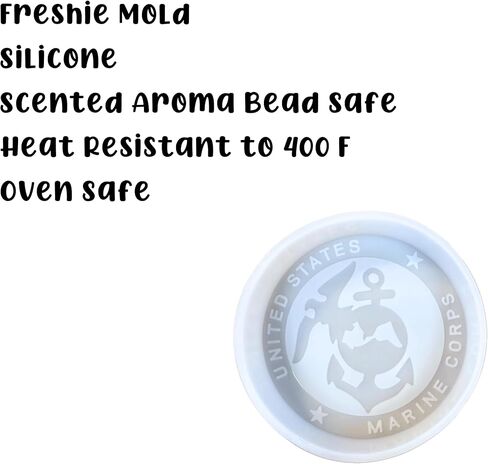 US Marine Corps Freshie Silicone Mold 4 x 4 x 0.8" Military Manly Semper Fi USMC Scented Aroma Beads Supplies Resin, Car Candles, Soap Oven Safe Bake Heat Resistant to 400 F in Saudi Arabia