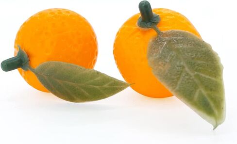فاكهة لوريجن المزيفة، 30 قطعة برتقالية صغيرة مع أوراق فواكه بلاستيكية لتزيين المطبخ المنزلي، برتقالي صناعي نابض بالحياة طعام مزيف فواكه مصغرة مصنوعة يدويًا in Kuwait