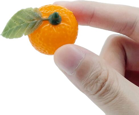 فاكهة لوريجن المزيفة، 30 قطعة برتقالية صغيرة مع أوراق فواكه بلاستيكية لتزيين المطبخ المنزلي، برتقالي صناعي نابض بالحياة طعام مزيف فواكه مصغرة مصنوعة يدويًا in Kuwait