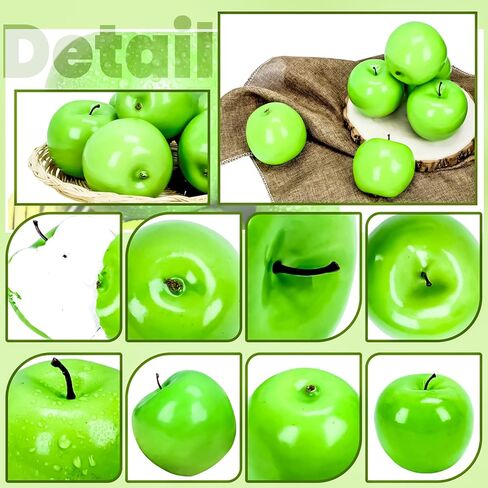 MotBach التفاح الاصطناعي، 12pcs التفاح الأخضر الاصطناعي فو الفاكهة رغوة البلاستيك التفاح الزخرفية التفاح وهمية واقعية محاكاة الفاكهة للمنزل المطبخ حزب عيد الميلاد التصوير الفوتوغرافي الديكور in Kuwait