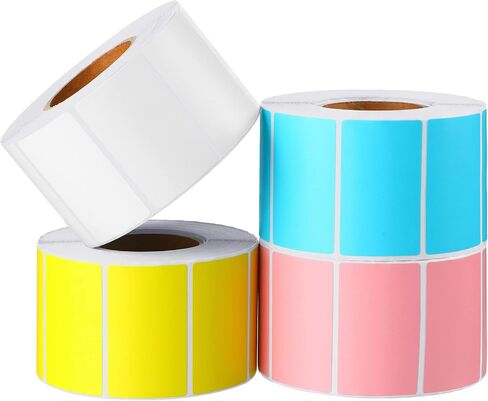 4000 Square Labels Strong Adhesive Direct Thermal Labels Color Shipping Thermal Stickers Printable Self Adhesive Thermal Printer Labels for Thermal Printer 4 Rolls, Pink Yellow White Blue(1.18 x 1.97） in Saudi Arabia