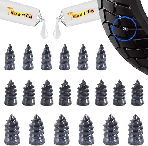 مجموعة إصلاح الإطارات، مسمار إصلاح الإطارات، سدادة لولبية الإطارات، 22 قطعة من الأظافر المطاطية لإصلاح الإطارات، إصلاح الإطارات، مناسبة للسيارة والدراجات النارية وATV وجيب والشاحنة وإصلاح ثقب إطارات الجرار in Kuwait