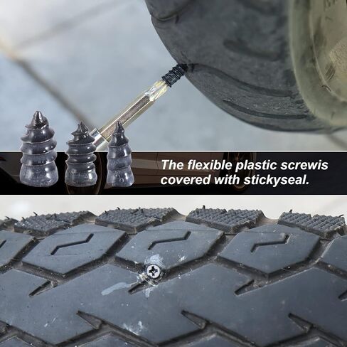 مجموعة إصلاح الإطارات، مسمار إصلاح الإطارات، سدادة لولبية الإطارات، 22 قطعة من الأظافر المطاطية لإصلاح الإطارات، إصلاح الإطارات، مناسبة للسيارة والدراجات النارية وATV وجيب والشاحنة وإصلاح ثقب إطارات الجرار in Kuwait