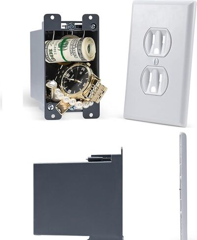 Electrical Outlet Hidden Wall Safe (Simple Install, Magnetically Attaches For Easy Use) Hiding Places for Valuables | Hide in Plain Sight Key Money Jewelry Storage Cash Holder Safes Outlet Safe Box in Kuwait