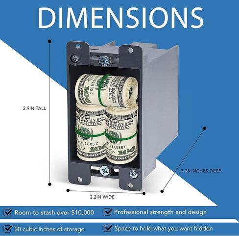 Electrical Outlet Hidden Wall Safe (Simple Install, Magnetically Attaches For Easy Use) Hiding Places for Valuables | Hide in Plain Sight Key Money Jewelry Storage Cash Holder Safes Outlet Safe Box in Kuwait