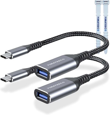 USB C to USB Adapter, [2 Pack] USB Type C Male to USB 3.0 Female OTG Cable to USB Adapter Connector for iPhone 15, 15 ProMax, Samsung Galaxy S24/S23/S22/S21 (USB C to USB 3.0 Adapter, 2Pcs, Grey) in Saudi Arabia