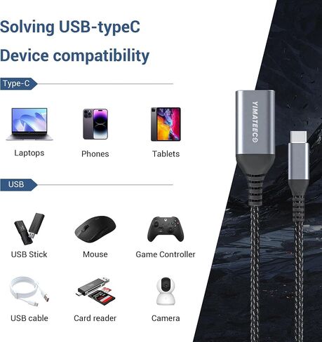 USB C to USB Adapter, [2 Pack] USB Type C Male to USB 3.0 Female OTG Cable to USB Adapter Connector for iPhone 15, 15 ProMax, Samsung Galaxy S24/S23/S22/S21 (USB C to USB 3.0 Adapter, 2Pcs, Grey) in Saudi Arabia