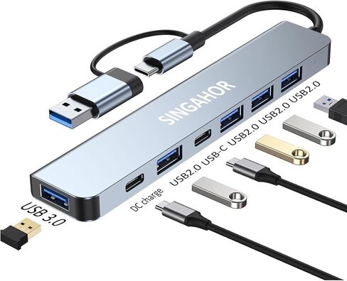 USB Hub for Laptop, USB 3.0 Hub 4-Port, 5Gbps USB Splitter for Laptop, Windows, MacBook, PC, Flash Drives, HDD, Printer, Keyboard, Mouse (Right-Side USB Hub) in Saudi Arabia