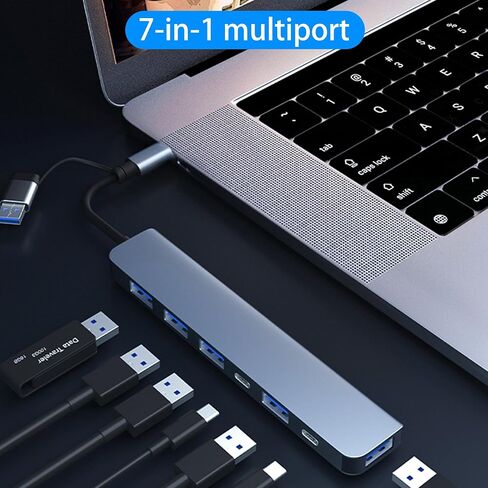 USB Hub for Laptop, USB 3.0 Hub 4-Port, 5Gbps USB Splitter for Laptop, Windows, MacBook, PC, Flash Drives, HDD, Printer, Keyboard, Mouse (Right-Side USB Hub) in Saudi Arabia