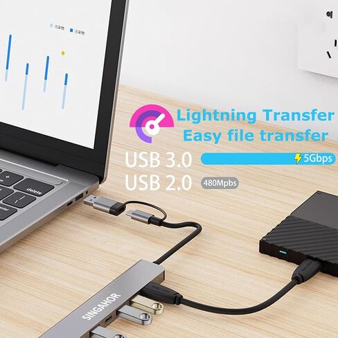 USB Hub for Laptop, USB 3.0 Hub 4-Port, 5Gbps USB Splitter for Laptop, Windows, MacBook, PC, Flash Drives, HDD, Printer, Keyboard, Mouse (Right-Side USB Hub) in Saudi Arabia