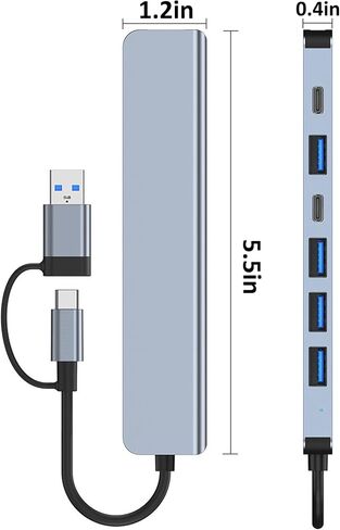 USB Hub for Laptop, USB 3.0 Hub 4-Port, 5Gbps USB Splitter for Laptop, Windows, MacBook, PC, Flash Drives, HDD, Printer, Keyboard, Mouse (Right-Side USB Hub) in Saudi Arabia