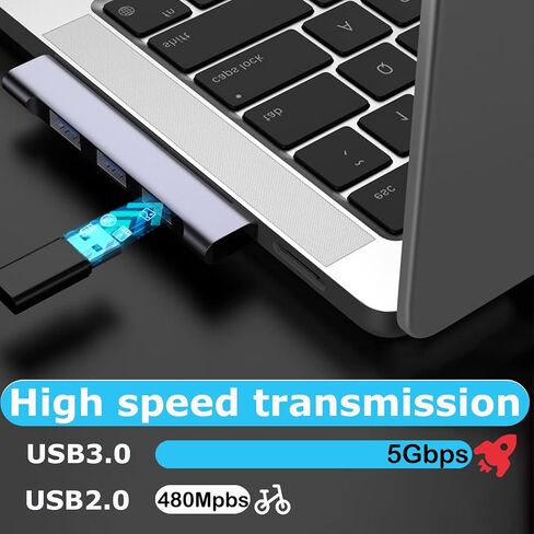 USB Hub for Laptop, USB 3.0 Hub 4-Port, 5Gbps USB Splitter for Laptop, Windows, MacBook, PC, Flash Drives, HDD, Printer, Keyboard, Mouse (Right-Side USB Hub) in Saudi Arabia