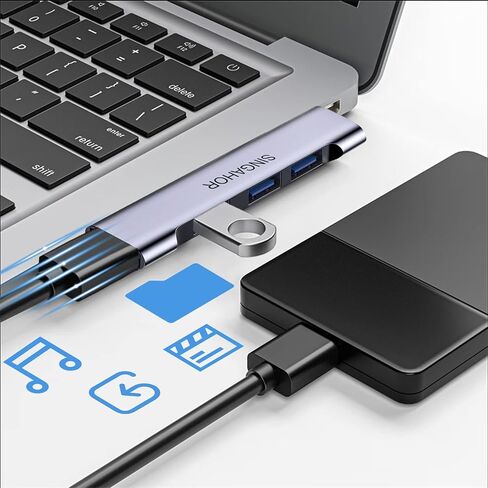 USB Hub for Laptop, USB 3.0 Hub 4-Port, 5Gbps USB Splitter for Laptop, Windows, MacBook, PC, Flash Drives, HDD, Printer, Keyboard, Mouse (Right-Side USB Hub) in Saudi Arabia