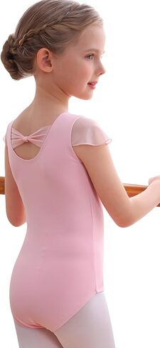 MdnMd Girls Bow Back Ruffle Sleeve Leotard for Ballet Dance Gymnastics Toddler Kids Outfits in Saudi Arabia