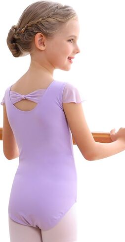 MdnMd Girls Bow Back Ruffle Sleeve Leotard for Ballet Dance Gymnastics Toddler Kids Outfits in Saudi Arabia
