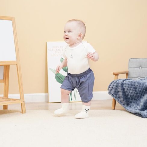 جوارب للأطفال الصغار مع مقابض غير قابلة للانزلاق للأطفال، جوارب قطنية لطيفة مضادة للانزلاق لمدة 1-9 سنوات للأولاد والبنات، عبوة من 6 قطع in Kuwait