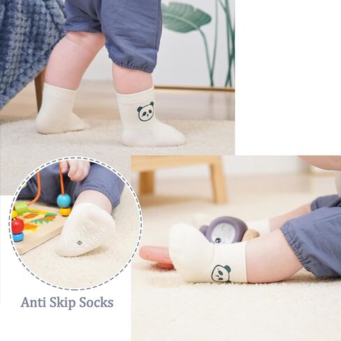 جوارب للأطفال الصغار مع مقابض غير قابلة للانزلاق للأطفال، جوارب قطنية لطيفة مضادة للانزلاق لمدة 1-9 سنوات للأولاد والبنات، عبوة من 6 قطع in Kuwait