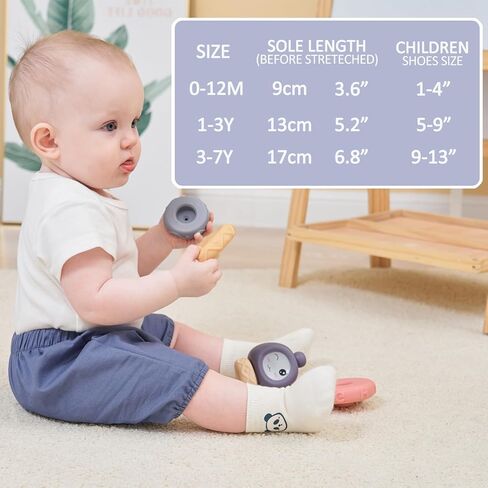 جوارب للأطفال الصغار مع مقابض غير قابلة للانزلاق للأطفال، جوارب قطنية لطيفة مضادة للانزلاق لمدة 1-9 سنوات للأولاد والبنات، عبوة من 6 قطع in Kuwait