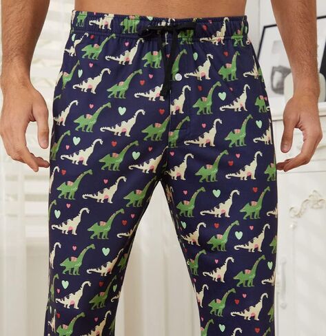سروال بيجامة رجالي مضحك من Vulcanodon، سروال بيجامة ناعم خفيف الوزن للرجال مع زر طائر كارتوني للرجال in Kuwait