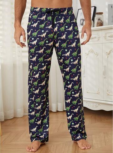 سروال بيجامة رجالي مضحك من Vulcanodon، سروال بيجامة ناعم خفيف الوزن للرجال مع زر طائر كارتوني للرجال in Kuwait