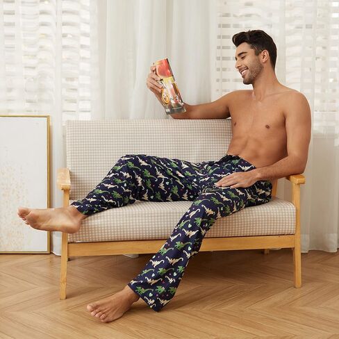 سروال بيجامة رجالي مضحك من Vulcanodon، سروال بيجامة ناعم خفيف الوزن للرجال مع زر طائر كارتوني للرجال in Kuwait