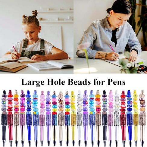 Large Hole Beads for Jewelry Making 120pcs 14mm Large Hole Murano Glass Beads for Pens European lampwork Beads for Beadable Pens Spacer Beads Bulk for Crafts Garden Stakes White Mix in Kuwait