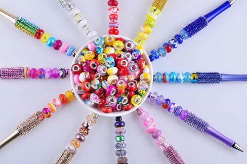 Large Hole Beads for Jewelry Making 120pcs 14mm Large Hole Murano Glass Beads for Pens European lampwork Beads for Beadable Pens Spacer Beads Bulk for Crafts Garden Stakes White Mix in Kuwait