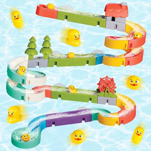 SOCBTNSO DIY Duck Slide Bath Toy Building Kit | 38 PCS for Bathtub Time, Birthday Gifts for Toddler 3+ Year Old and Kids 4-8 in Saudi Arabia