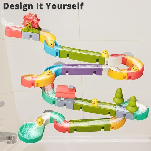 SOCBTNSO DIY Duck Slide Bath Toy Building Kit | 38 PCS for Bathtub Time, Birthday Gifts for Toddler 3+ Year Old and Kids 4-8 in Saudi Arabia