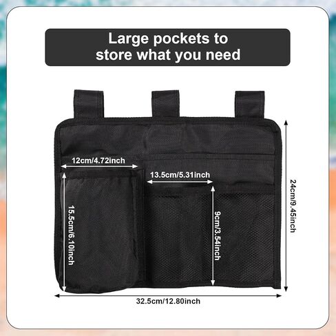 Beach Chair Cup Holder Attachment, Black Nylon Beach Chair Drink Bracket 4 Pockets Hanging Cup Holder Stand Adjustable Strap Phone Holder for Patio Lounger, Foldable Camping & Office Chair in Saudi Arabia