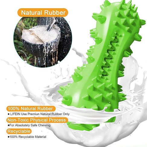 lifein Dog Chew Toy - 2 Pack Squeaky Toothbrush Durable Rubber Dog Toys for Teeth Cleaning, Tough Dog Toys for Aggressive Chewers Puppy/Medium/Large Dog Breeds Dental Care in Saudi Arabia