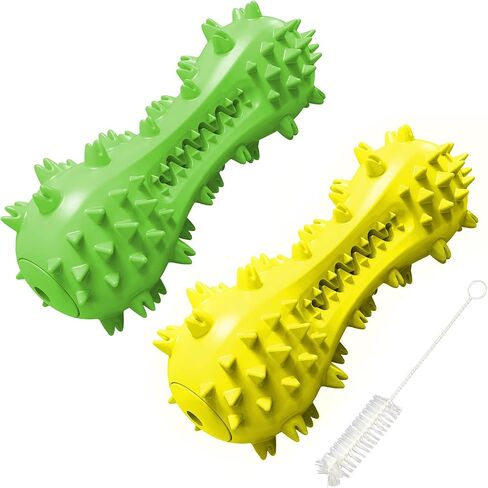 lifein Dog Chew Toy - 2 Pack Squeaky Toothbrush Durable Rubber Dog Toys for Teeth Cleaning, Tough Dog Toys for Aggressive Chewers Puppy/Medium/Large Dog Breeds Dental Care in Saudi Arabia