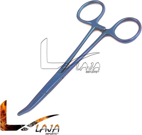 مقص ضمادة Lister مقاس 5.5 بوصة + ملقط مرقئ منحني باللون الأزرق من الفولاذ المقاوم للصدأ (مجموعة من 2) ملقط مقص باللون الأزرق الكامل in Saudi Arabia