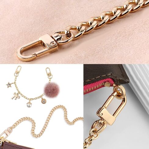 6 قطع من سلاسل المحفظة DIY سلسلة مسطحة حزام موسع مقبض حقيبة إكسسوارات حقائب اليد حقيبة الكتف زجاجة ماء (ذهبي وفضي وأسود كلاسيكي) in Kuwait