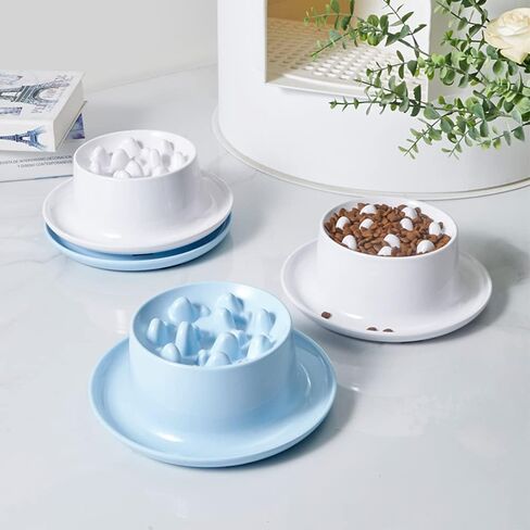 أوعية تغذية بطيئة للقطط المرتفعة، أوعية تغذية مرتفعة للحيوانات الأليفة للقطط والكلاب الصغيرة، مضادة للانزلاق وتبطئ تناول الطعام ومضادة للقيء وتحمي العمود الفقري، أوعية صالحة للطعام، سميكة ومتينة - 22 درجة فهرنهايت ~ 248 درجة فهرنهايت (أبيض) in Kuwait