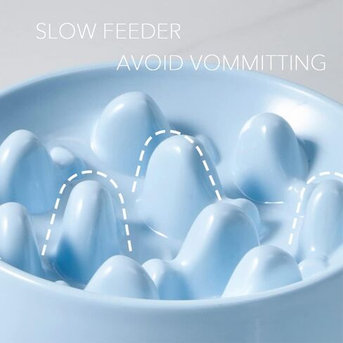 أوعية تغذية بطيئة للقطط المرتفعة، أوعية تغذية مرتفعة للحيوانات الأليفة للقطط والكلاب الصغيرة، مضادة للانزلاق وتبطئ تناول الطعام ومضادة للقيء وتحمي العمود الفقري، أوعية صالحة للطعام، سميكة ومتينة - 22 درجة فهرنهايت ~ 248 درجة فهرنهايت (أبيض) in Kuwait